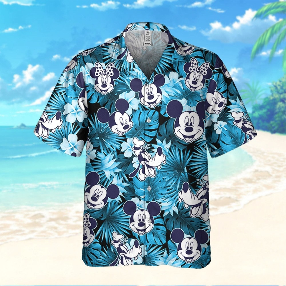 Disney Mickey And Friends Seamless Blue Style Hawaii Shirt, Mickey Aloha Shorts