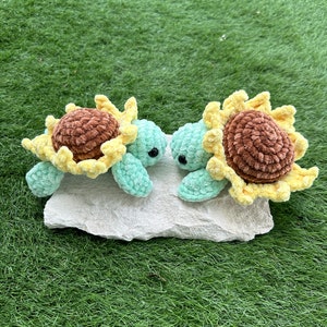 Sunflower Turtle Crochet Toy. Flower turtle plush. Super soft handmade plushie.