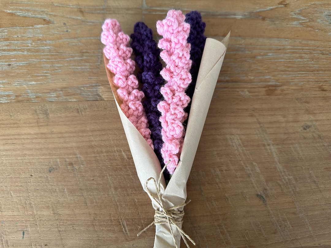 Mini Lavender Bunch Bouquet. Handmade Crochet Forever Flowers. Mix of