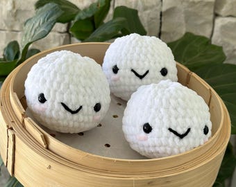 Crochet Steamed Bun. Yum Cha Bao plushie. Handmade Crochet Dim Sum. Cute food plushie