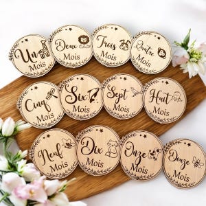 Cartes étapes bébé bois – Mois par mois – Cadeau naissance - accessoires photo naissance - cadeau baby shower - première année de bébé