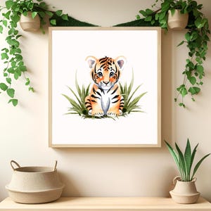 Tiger | Animal Nursery Wall Art | Baby Wild Animal Print | Watercolor Jungle Animal Décor | Kids Room Poster | Jungle Theme Nursery