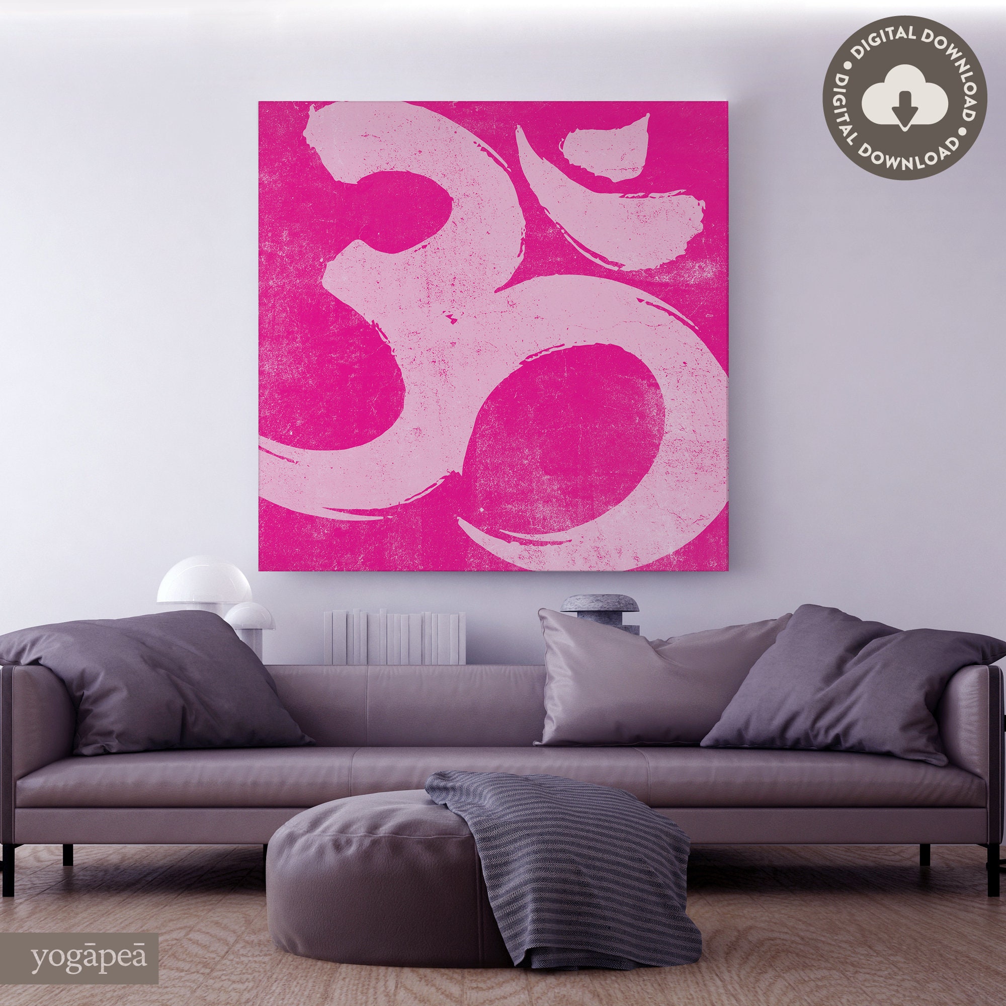Om Wall Art Pink Wall Art Printable Yoga Art Yoga Studio Etsy