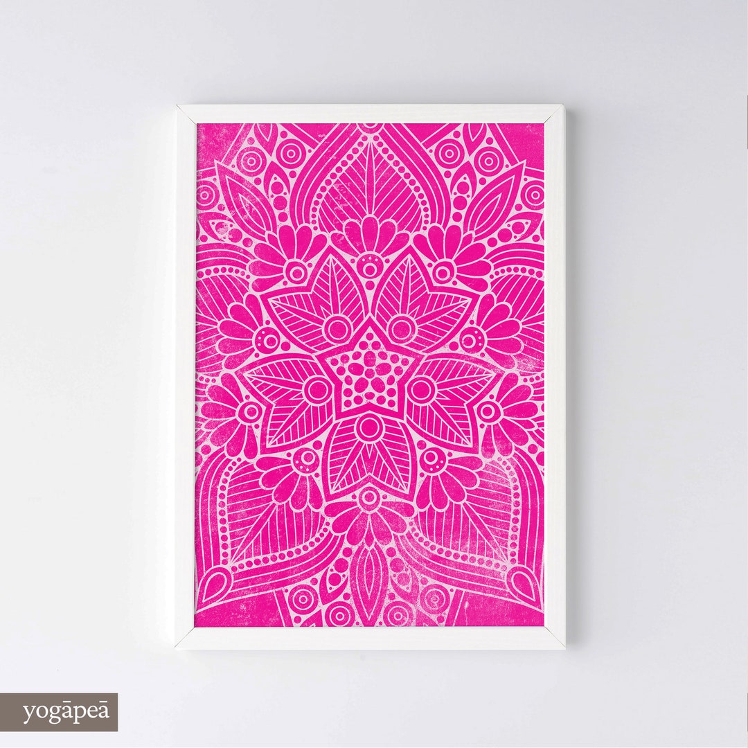 Mandala Wall Art Pink Wall Art Printable Yoga Art Yoga Etsy