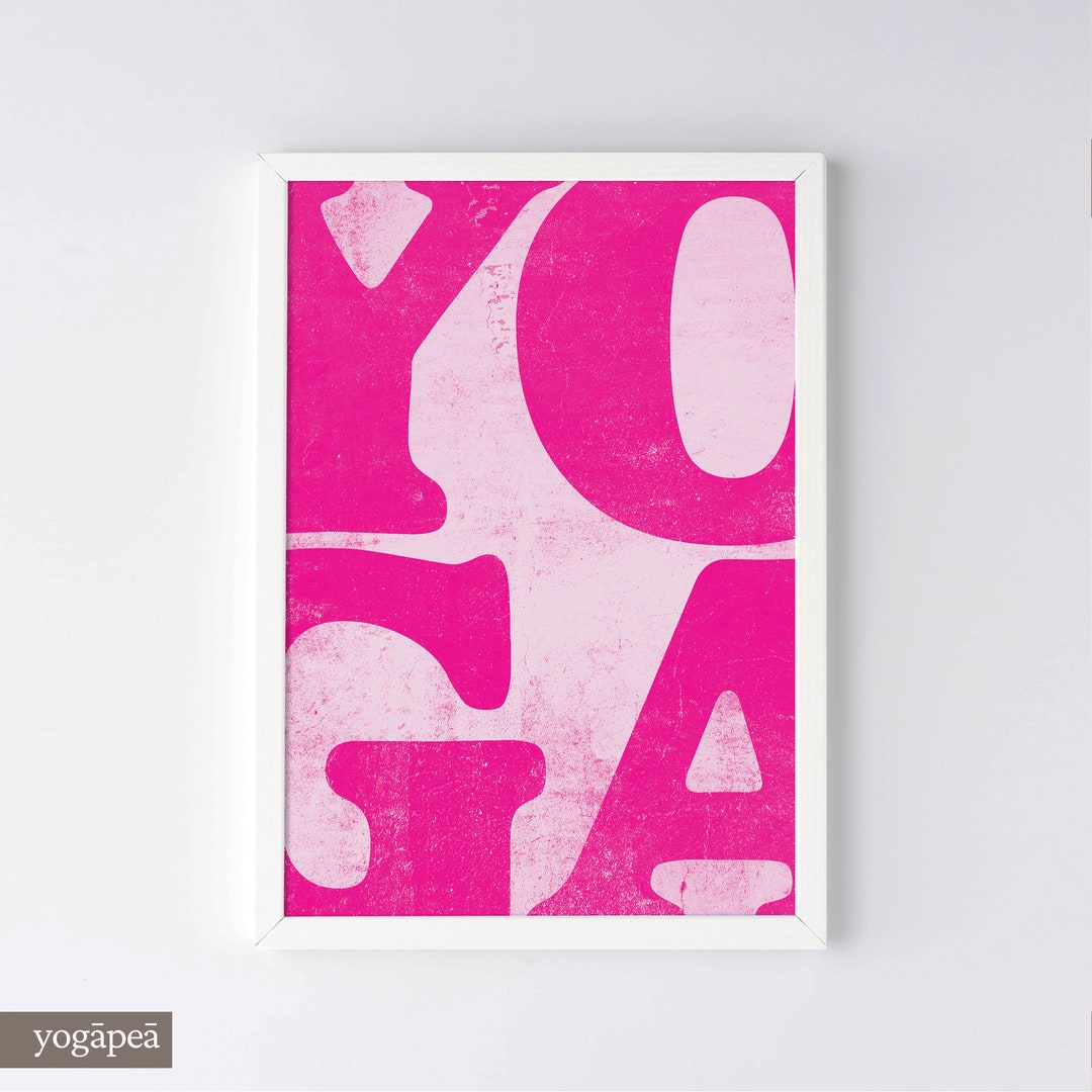 Printable Yoga Art Typography Poster Pink Wall Art Text Etsy
