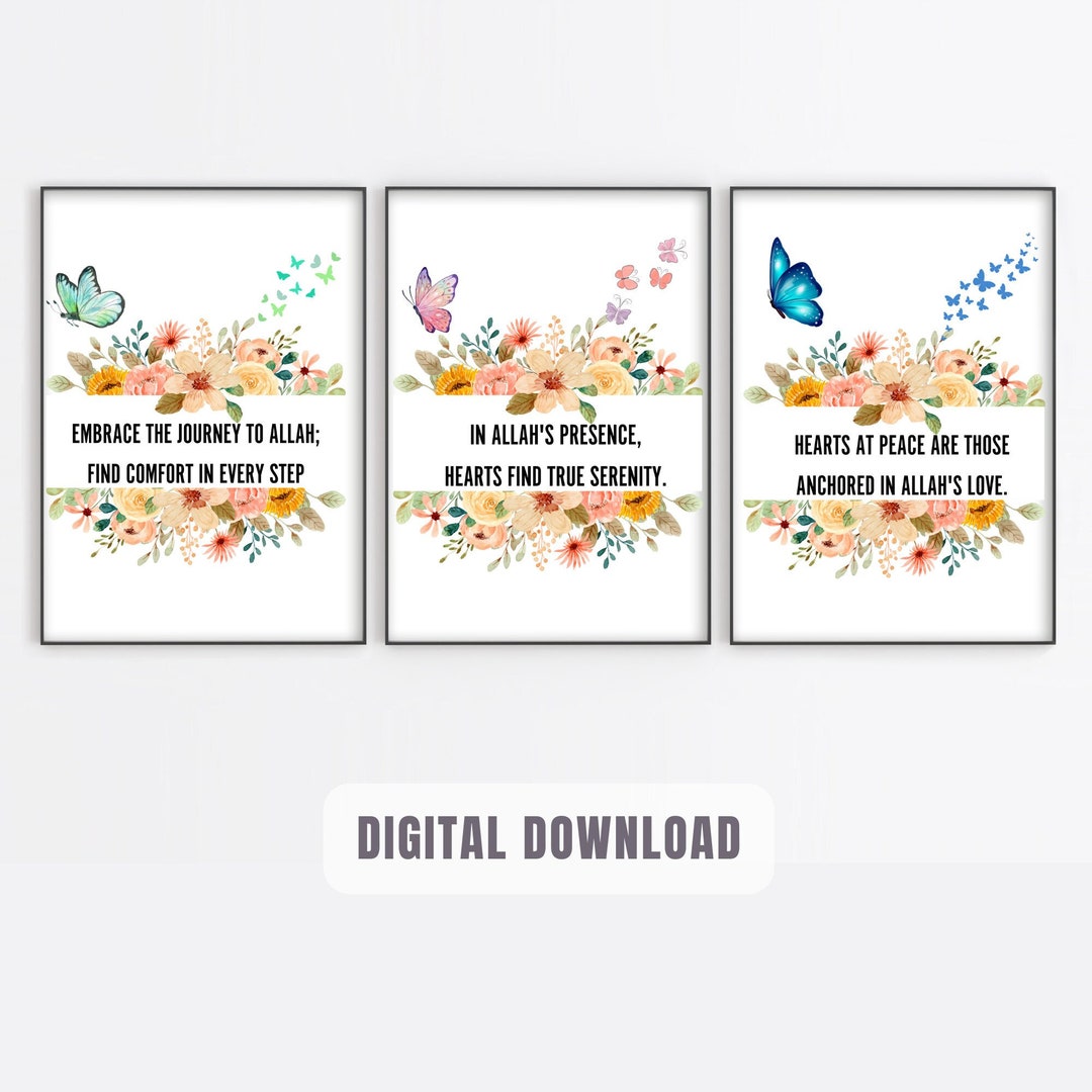 3 Piece Islamic Wall Art Printable, Set of 3 Islamic Prints, Muslim ...