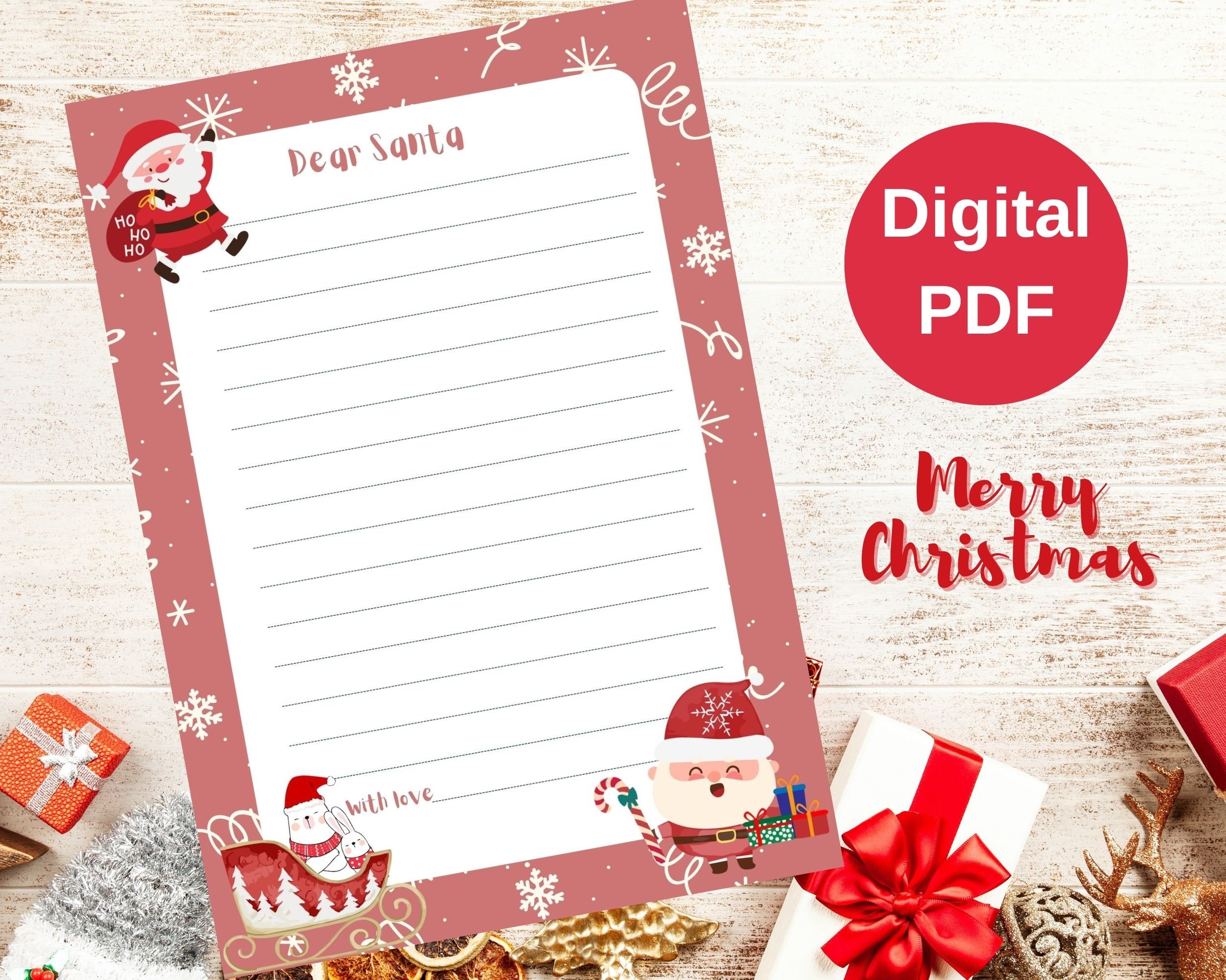 Printable Santa Letter Letter to Santa, Bonus Coloring Pages, Instant ...