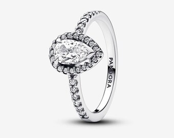 Pandora Sparkling Pear Halo Silver Ring