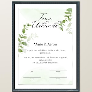 Certificado de matrimonio digital A4 - personalizable | varios diseños | con frase | descarga PDF para la boda | Certificado de matrimonio