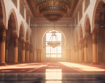 Virtual Video Call Background | Islam Mosque | Image for Zoom, Video Calls, and Streaming | 4 Pack