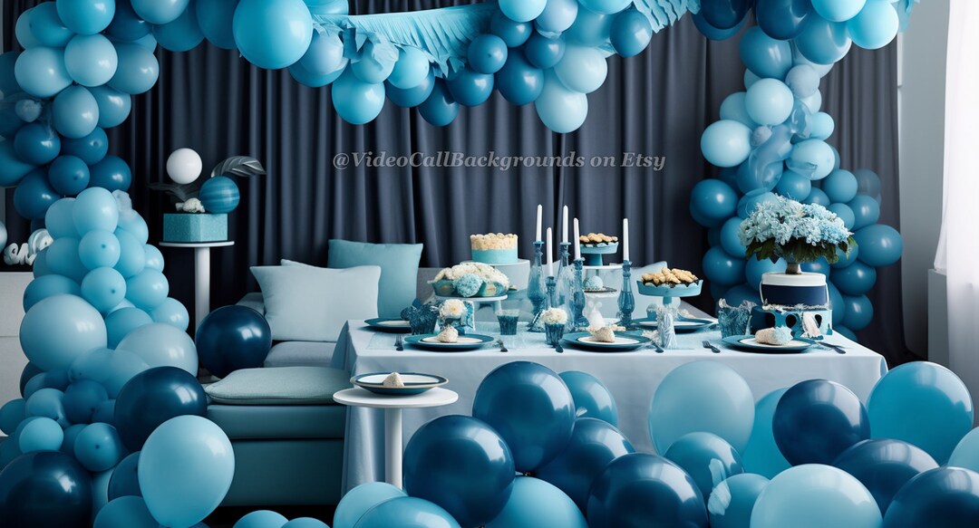 Virtual Video Call Background | Blue Birthday Celebration | Image for ...