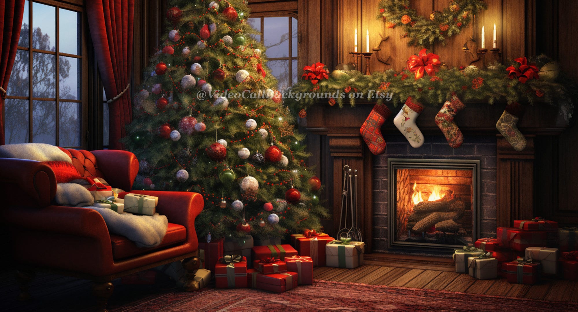 Virtual Video Call Background | Christmas Living Room | Image for Zoom ...
