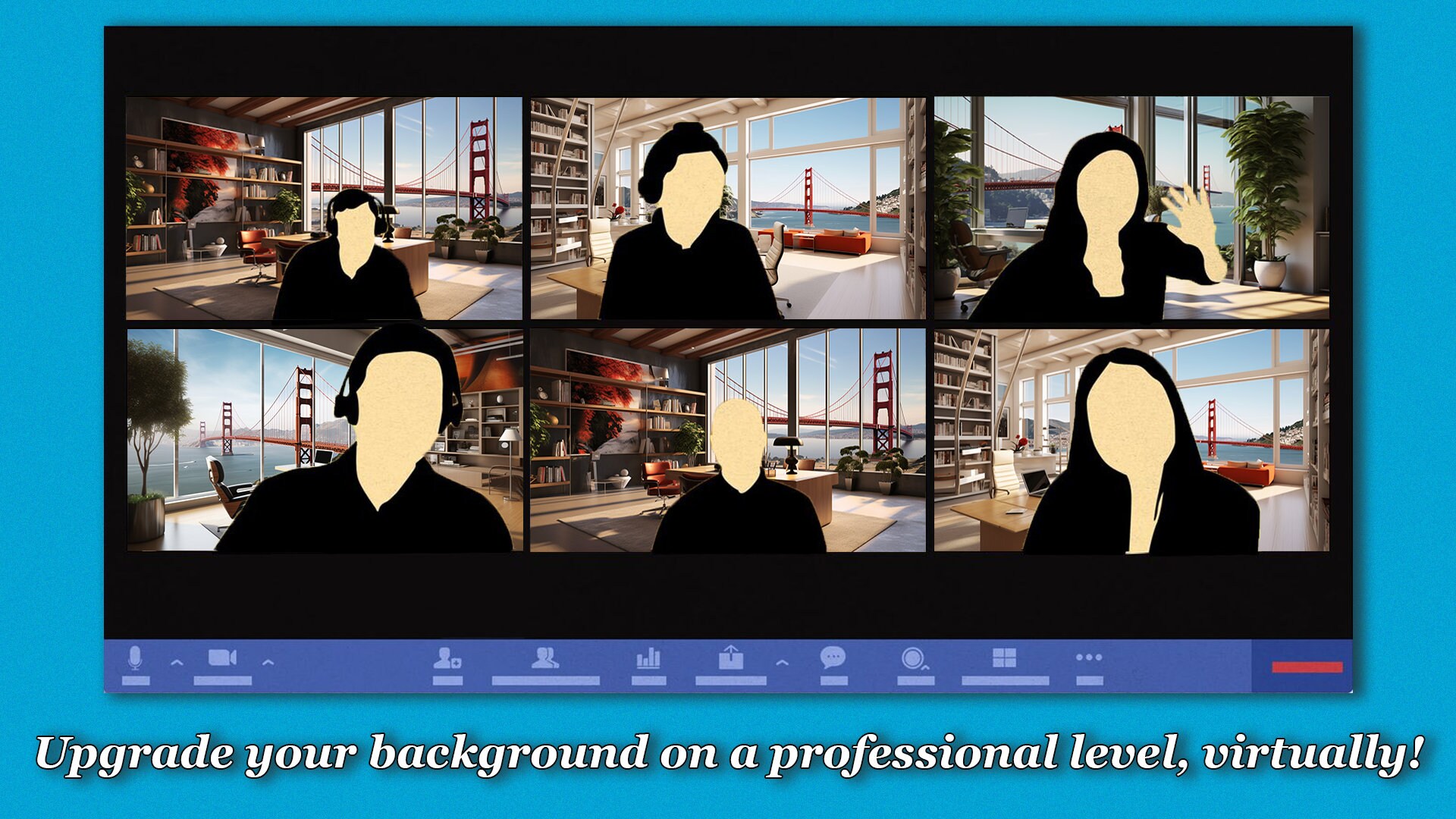 Video Cal Background Virtual Video Call Background | Modern Office With Golden Gate Bridge ...
