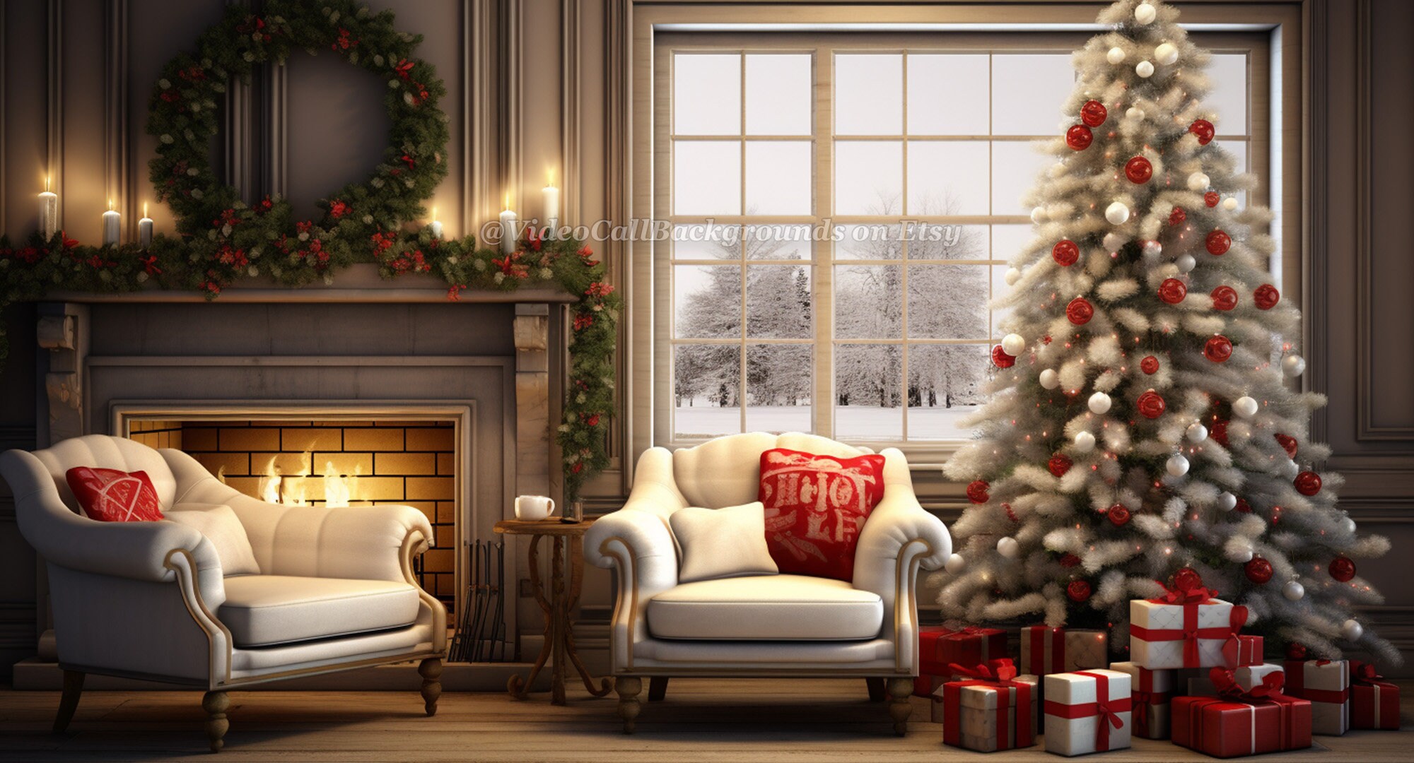 Virtual Video Call Background | Christmas Living Room | Image for Zoom ...