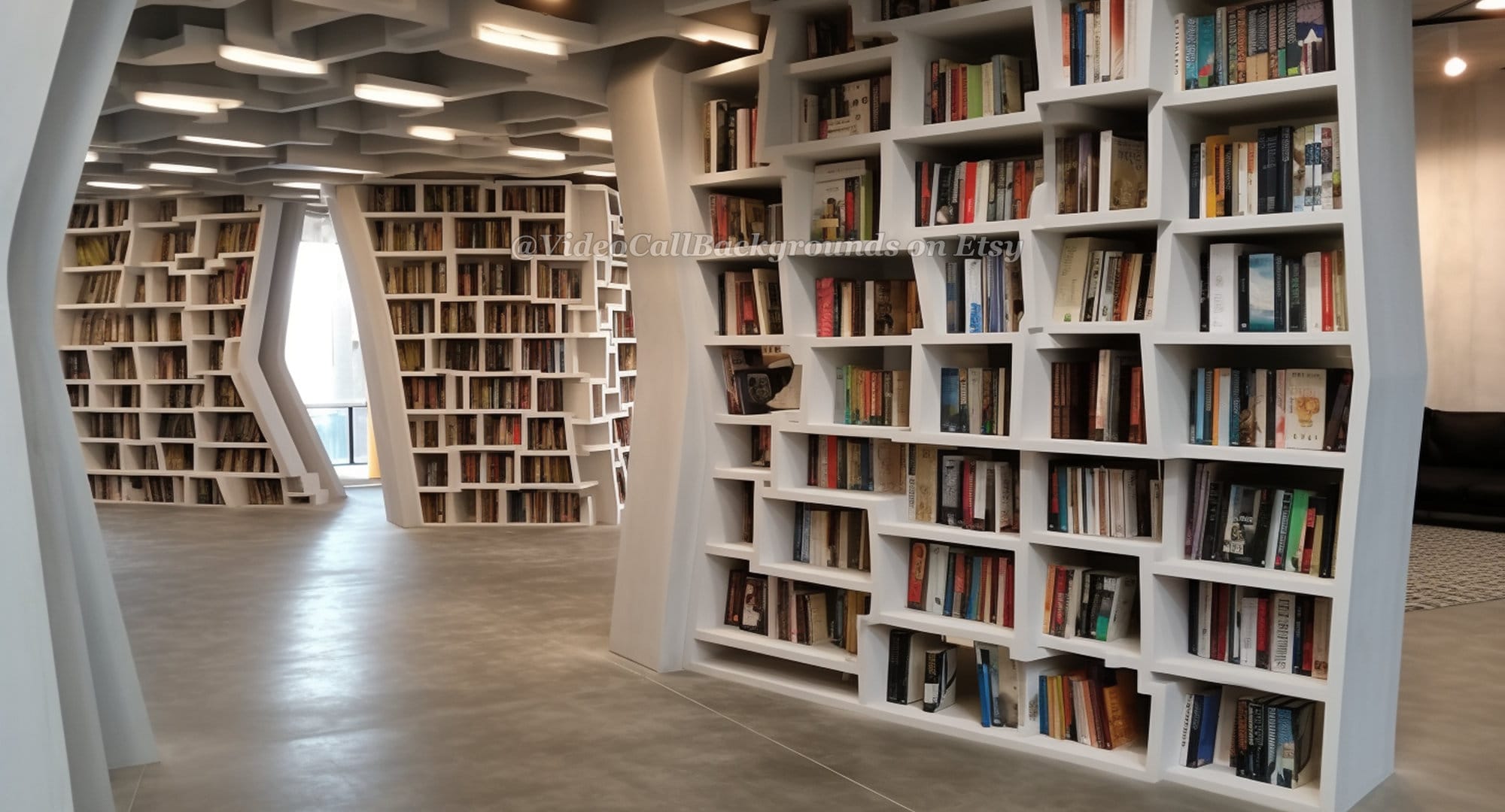 Virtual Video Call Background | Modern Public Library | Image for Zoom ...