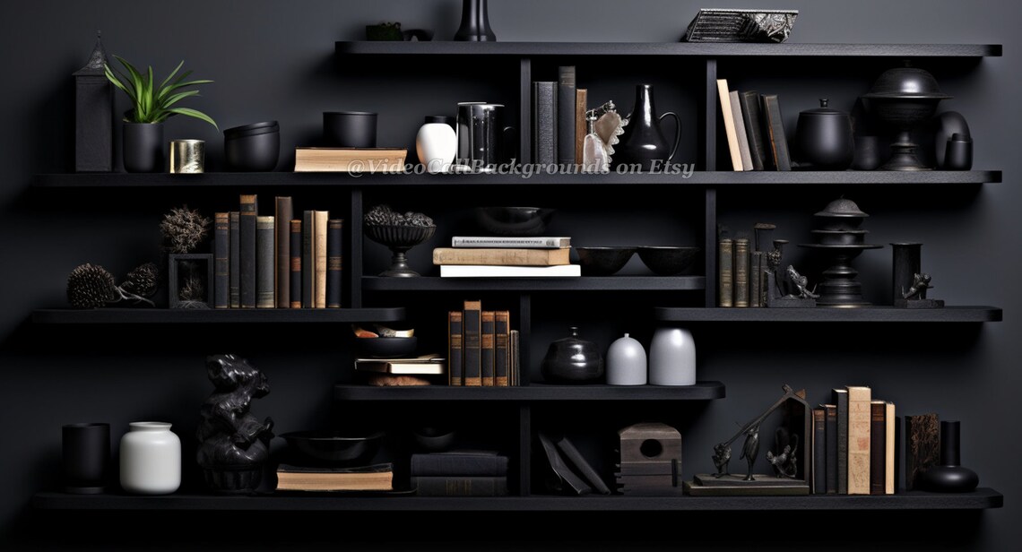 Virtual Video Call Background | Professional Black Shelf | Image for ...