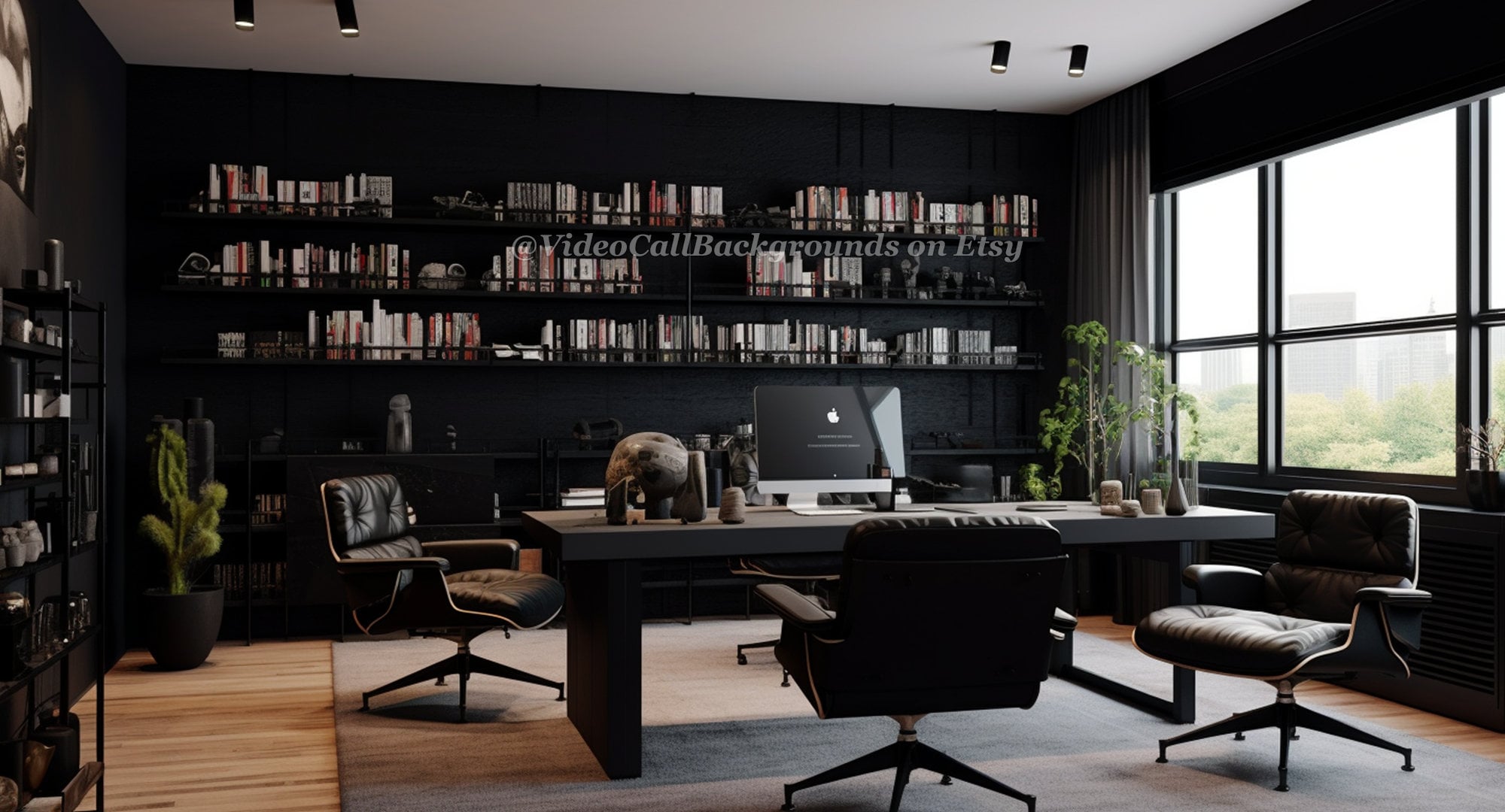 Virtual Video Call Background | Modern Black Office | Image for Zoom ...