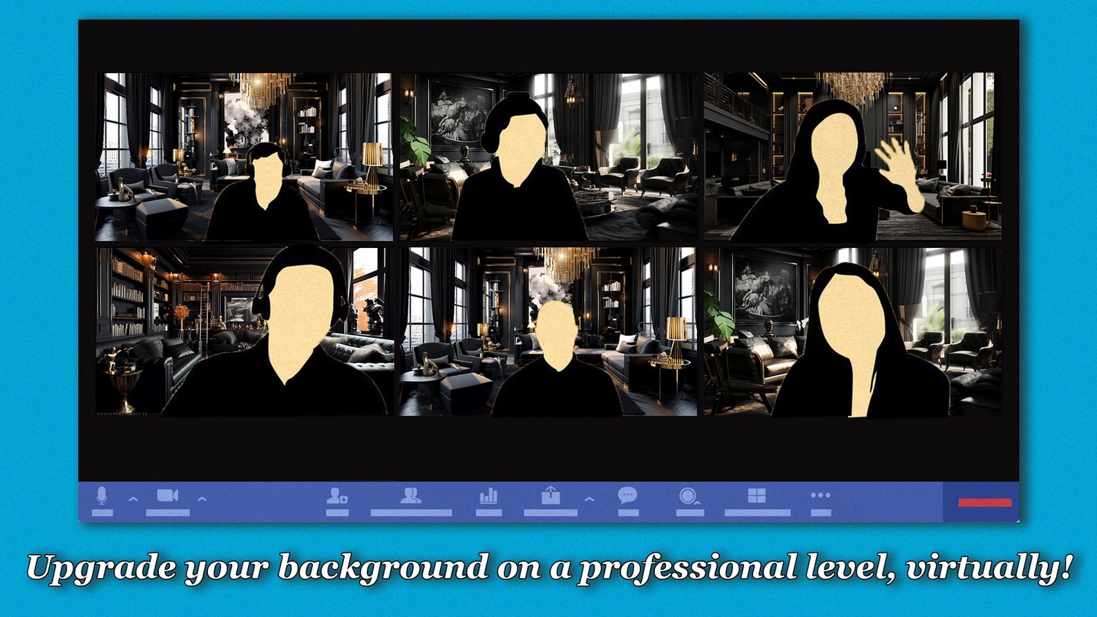 Creative Video Call Background Virtual Video Call Background | Luxury Black Living Room | Image for ...