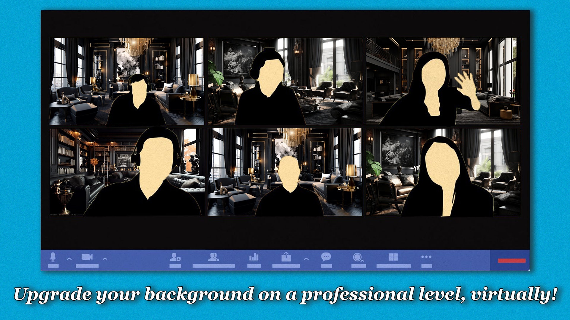 Video Cal Background Virtual Video Call Background | Luxury Black Living Room | Image for ...