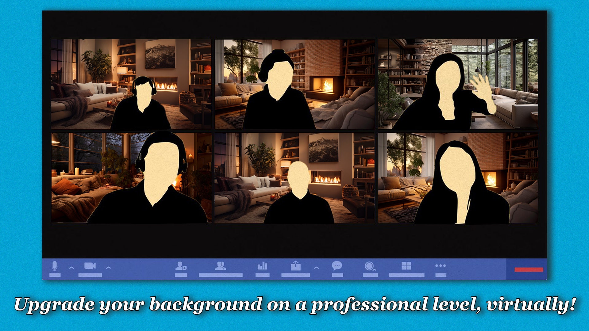 Revantage Call Background Virtual Video Call Background | Living Room With Fireplace | Image for ...