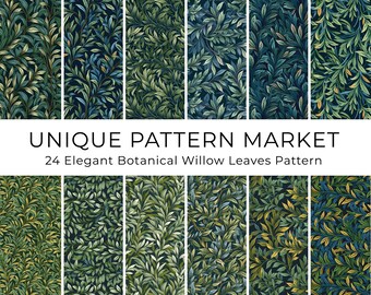 Elegancia botánica: 24 patrones encantadores de hojas de sauce