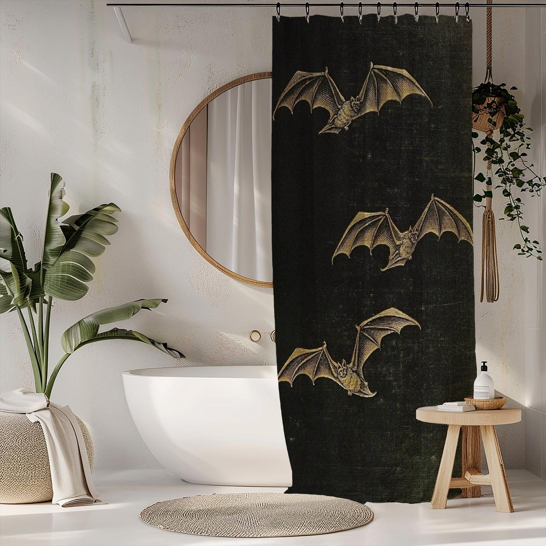 Halloween Bat Shower Curtain, Spooky Bat Bathroom Decor,haunted Bat ...