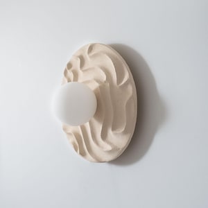 Designer Ceramic Wall Sconce | Handmade Stoneware Light Fixture with Brass Mount | G9 Dimmable Wall Lamp