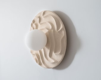 Handmade Ceramic Wall Sconce: DUNE Collection, Brass Mount, G9 Dimmable Lamp