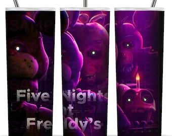 Diseño de sublimación para vaso de FNaF, plantilla de envoltura de Five Nights at Freddy's (descarga digital PNG)