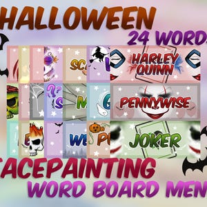 Facepainting Word Board Menu - Halloween Edition Süß und Bunt - Digital Download
