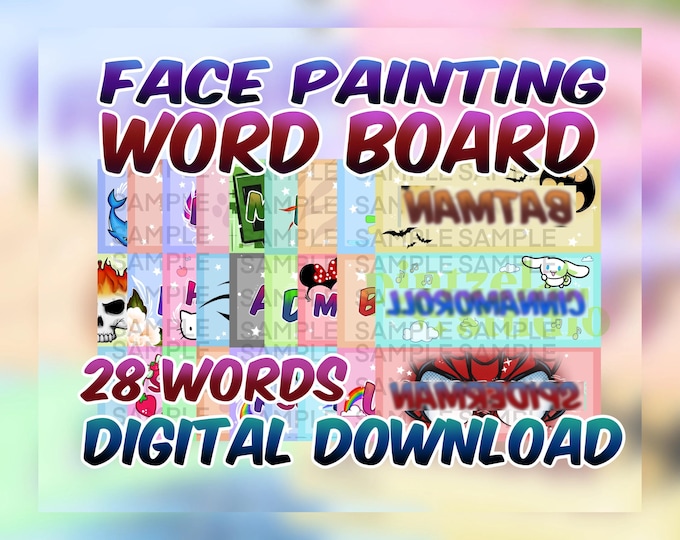 Face Paint Menu - Word Board: 40 Classic Face Painting Designs (digital ...