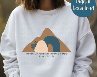 Empty Tomb png Christian PNG Sublimation Design, Easter PNG, He is Risen png, Christian shirt design