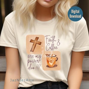 Fé e Café png Jesus png Jesus e café png pacote Citação da Bíblia png Camisa da moda png Estética png Camisa cristã png