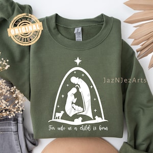 Isaia 9:6 svg Perché per noi è nato un bambino png Gesù Natività svg Avvento DTF download Natale cristiano Png Sublimazione Design Mangiatoia PNG