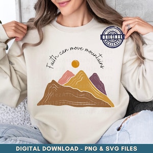Glaube kann Berge versetzen png Bibel Vers png Religiöses Zitat png Jesus png Gott png Glaube Shirt png Sublimationsentwürfe