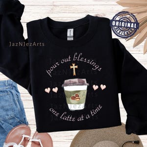 Jesus und Kaffee-Shirt Bibel-Vers png Ästhetischer Glaube-Shirt PNG Sublimationsentwürfe Christian Sweatshirt PNG Bibel-Zitate PNG