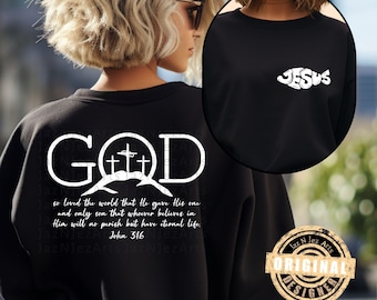 John 3:16 For God so loved  png svg Jesus Cross png svg Front and Back Christian PNG svg Bible sublimation designs Religious shirt svg