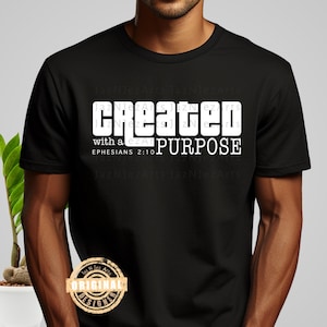 Created with a Purpose png svg Christian men shirt svg Minimalist Christian PNG Bible sublimation designs Religious shirt Faith Shirt DTF
