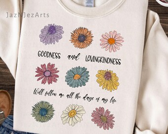 Psalm 23 Bible verse png flower Retro Daisy png Boho flower png Christian floral shirt design Retro grunge flower saying png Distressed dtf