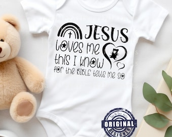 Jesús me ama, niños cristianos SVG PNG, diseños de guardería de fe, descarga digital, camiseta infantil bíblica SVG, camiseta gráfica cristiana