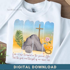 Pâques chrétienne floral printemps Png coup de pinceau Png Joyeuses Pâques PNG Histoire vraie Sublimation chrétienne Hymne de Pâques chrétien Art floral