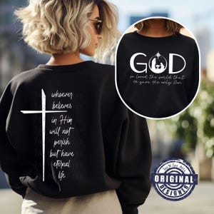 John 3 16 svg God So Love the World Voor- en achterkant Kerstmis PNG svg op geloof gebaseerd png Jezus png christelijk sweatshirt mouw png
