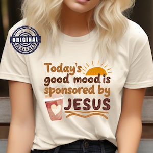 Gesponsert von Jesus PNG Bibel Vers Glaube svg Jesus Shirt PNG Sublimationsentwürfe Christian Sweatshirt png Kaffee und Jesus png