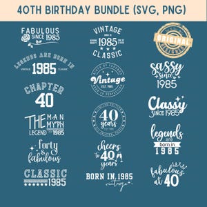 1985 40º aniversário SVG png Bundle 40º aniversário presente mulheres 40º aniversário camiseta homens 40º aniversário presente para homens 40º aniversário camisa