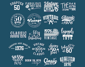 1976 Classic SVG Bundle 50th Birthday SVG png Retro Bundle 50th Birthday Gift women 50th birthday t shirt men 50th birthday gift for men DTF