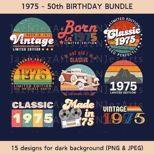 1975 50e verjaardag PNG 50e tshirt bundel 50e verjaardagscadeau voor vrouwen 50e verjaardag shirt voor mannen verjaardag decor sublimatie ontwerpen