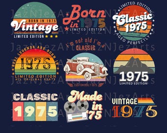 1975 50th Birthday PNG 50th tshirt Bundle 50th Birthday Gift for women 50th Birthday shirt for men Birthday Decor Sublimation designs