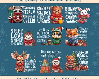 Christmas Cute Woodland Animals PNG Merry Christmas png Christmas Babies Clip Art Winter Baby Animals PNG Christmas Baby Shower dtf