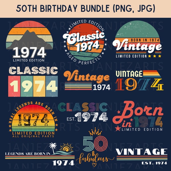 50th Birthday PNG Bundle 50th Birthday Gift for women 50th Birthday Decor Sublimation designs