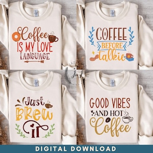 Kaffee Liebhaber PNG SVG Bundle Mädchen Kaffee Cliparts Kaffee Shirt Sublimation Designs Trendy Kaffee PNG Retro Boho Kaffee Png